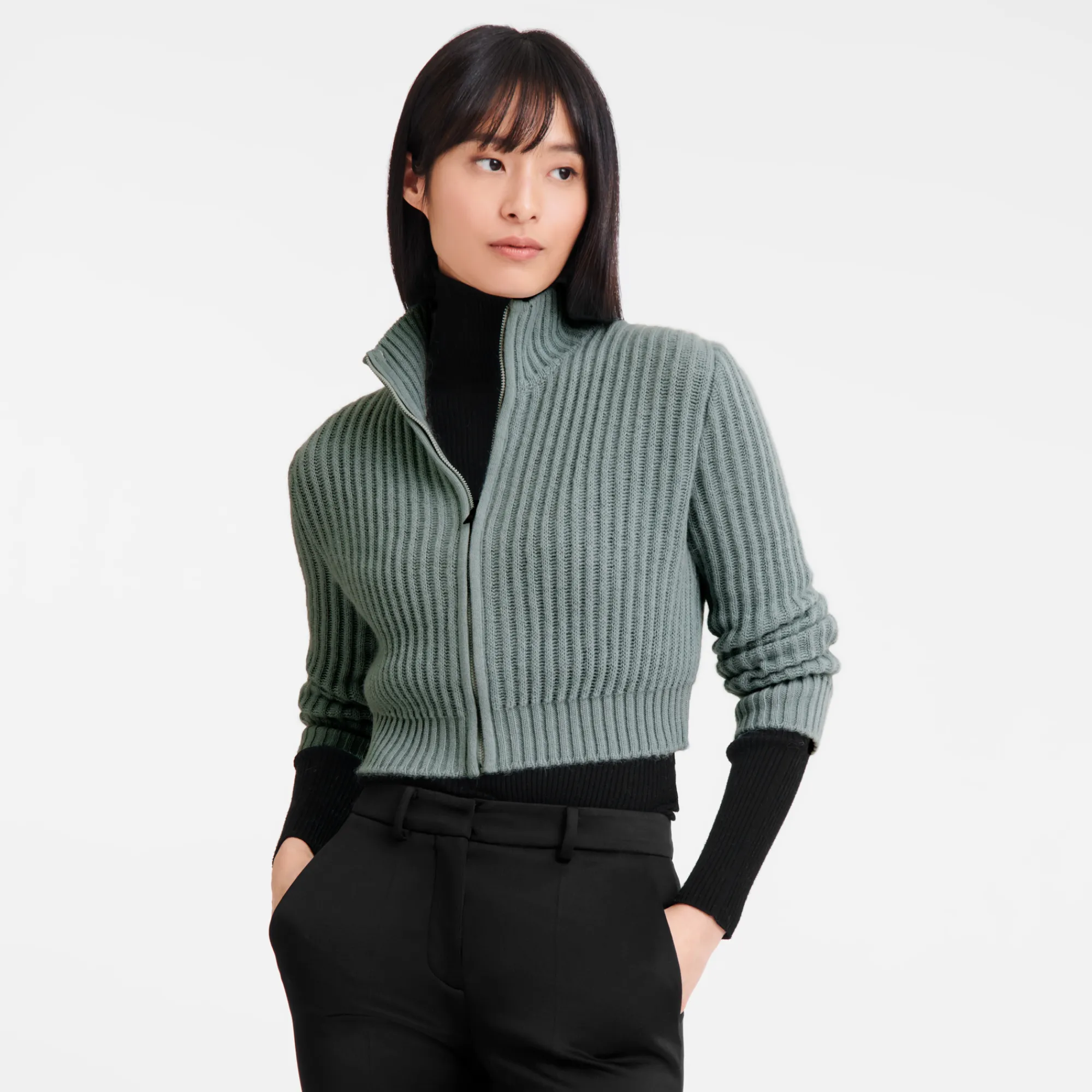 Kurzer Cardigan mit Reißverschlusskragen^Longchamp Sale